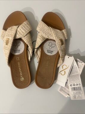 Women's sugar free Open Toe Woven Knot Flat Sandals Sz 8
